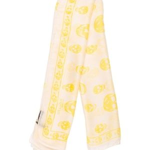 Alexander McQueen Silk Skull Scarf, Rare Yellow